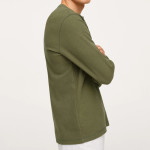 Men Henley Collar Long-Sleeved T-Shirt