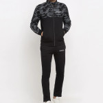 Men Black &amp; Grey Camouflage Tracksuit