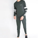 Men Olive-Green &amp; White Color Blocked Tracksuit