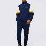 Men Color Block Funnel Neck Tracksuit