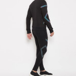 Men Black Solid Rainbow Reflective Taped Tracksuit