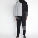 Men Black &amp; Grey Color Blocked Track Suit