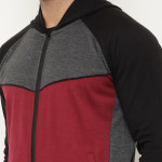 Men Black &amp; Maroon Color Blocked Tracksuits