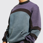 Men Color Block Extended Neck Sweater Tracksuit