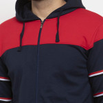 Men Navy Blue &amp; Red Color Blocked Tracksuit