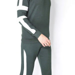 Men Olive-Green &amp; White Color Blocked Tracksuit