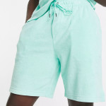 Men Polo T-Shirt Terry Sweat Shorts in Aqua Green Set