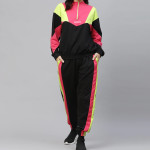 Women Black &amp; Pink Color Blocked Track Suit