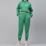 Women Green Solid Tracksuit