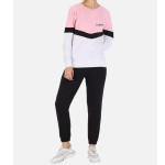 Women Pink &amp; White Color Blocked Tracksuit