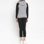 Women Grey &amp; Black Color Blocked Tracksuit