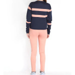 Women Navy Blue &amp; Pink Color Blocked Tracksuit