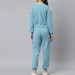 Women Blue &amp; White Colourblocked Tracksuit