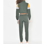 Women Olive Green &amp; Grey Solid Tracksuit