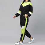 Women Black &amp; Lime Green Color Blocked Track Suit