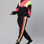 Women Black &amp; Pink Color Blocked Track Suit