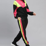 Women Black &amp; Pink Color Blocked Track Suit