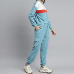 Women Blue &amp; White Colourblocked Tracksuit